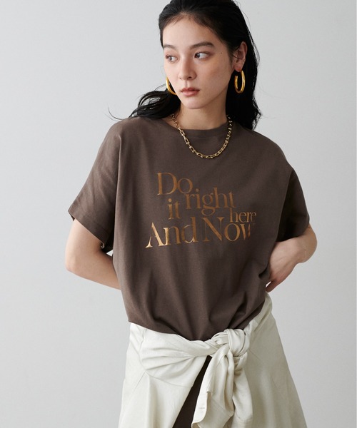 LARUTA(ラルータ)の「【LARUTA】汗染み防止バックスリットロゴT(Tシャツ/カットソー・レディース・ライトグレー/ブラウン/オフホワイト/スミクロ・FREE)」の21枚目の写真