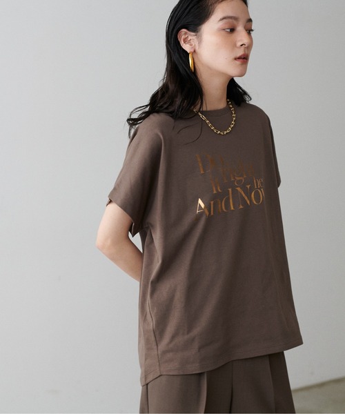 LARUTA(ラルータ)の「【LARUTA】汗染み防止バックスリットロゴT(Tシャツ/カットソー・レディース・ライトグレー/ブラウン/オフホワイト/スミクロ・FREE)」の13枚目の写真