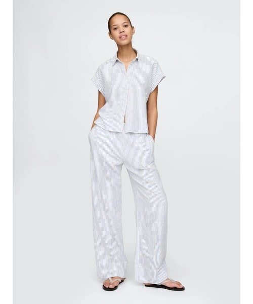 GAP（ギャップ）の「リネンブレンド イージーワイドヘムパンツ（その他パンツ・レディース・ブルー/ブラック・L/XXS/XS/M/S）」の3枚目の写真