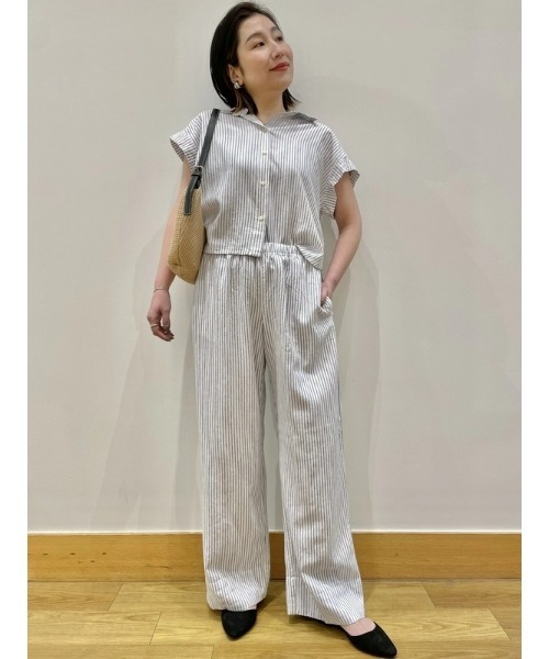 GAP（ギャップ）の「リネンブレンド イージーワイドヘムパンツ（その他パンツ・レディース・ブルー/ブラック・L/XXS/XS/M/S）」の8枚目の写真