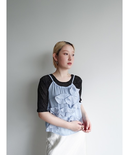 sahara(サハラ)の「Drawstring Flower Motif Camisole/ドローストリングフラワーモチーフキャミソール(キャミソール・レディース・ブラック/ライトブルー/その他・FREE)」の17枚目の写真