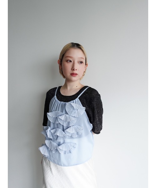 sahara(サハラ)の「Drawstring Flower Motif Camisole/ドローストリングフラワーモチーフキャミソール(キャミソール・レディース・ブラック/ライトブルー/その他・FREE)」の18枚目の写真