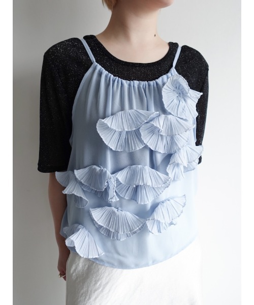 sahara(サハラ)の「Drawstring Flower Motif Camisole/ドローストリングフラワーモチーフキャミソール(キャミソール・レディース・ブラック/ライトブルー/その他・FREE)」の19枚目の写真