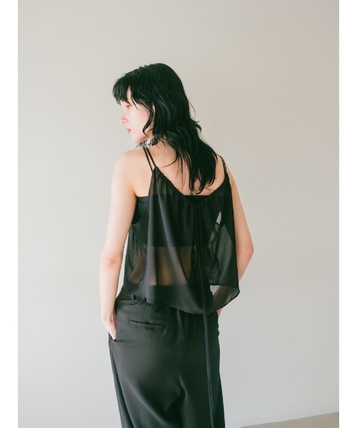 sahara(サハラ)の「Drawstring Flower Motif Camisole/ドローストリングフラワーモチーフキャミソール(キャミソール・レディース・ブラック/ライトブルー/その他・FREE)」の6枚目の写真