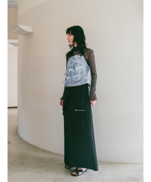 sahara(サハラ)の「Drawstring Flower Motif Camisole/ドローストリングフラワーモチーフキャミソール(キャミソール・レディース・ブラック/ライトブルー/その他・FREE)」の13枚目の写真