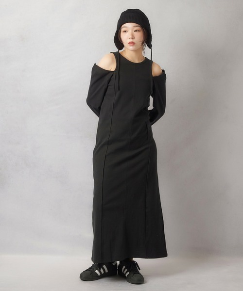 Lull（ルル）の「【Lull / ルル】2WAYカットアウトスリーブワンピース（ワンピース・レディース・ブラック/杢グレー・ONESIZE）」の12枚目の写真