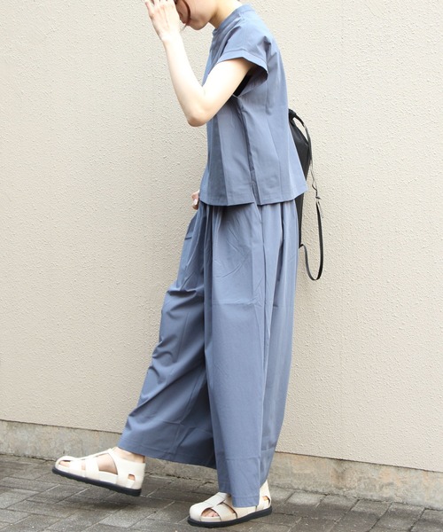 THOUSAND MILE（サウザンドマイル）の「THOUSAND MILE/サウザンドマイル　フレンチスリーブシャツ＆ワイドパンツ セットアップ+バッグ（3点セット）　FRENCH SLEEVE SHIRT&WIDE PANTS SET（セットアップ・レディース・ブラック/ブルーグレー/チャコールグレー・FREE）」の15枚目の写真