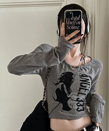 Y2K グランジエンジェル クロップド ホルターネック ロングTシャツ