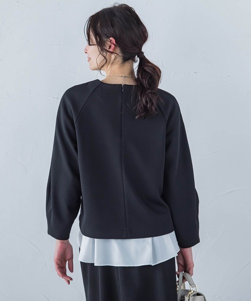 LAUTREAMONT(ロートレアモン)の「フォルムスリーブカットソー≪セットアップ対応/洗濯機で洗える≫(Tシャツ/カットソー・レディース・ブラック/オフホワイト・9号)」の17枚目の写真
