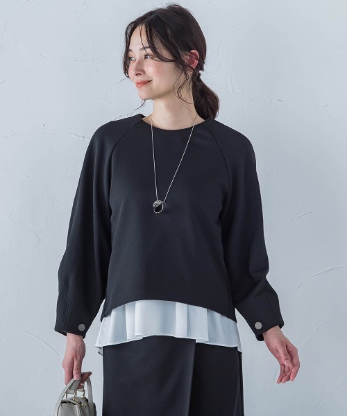 LAUTREAMONT(ロートレアモン)の「フォルムスリーブカットソー≪セットアップ対応/洗濯機で洗える≫(Tシャツ/カットソー・レディース・ブラック/オフホワイト・9号)」の16枚目の写真
