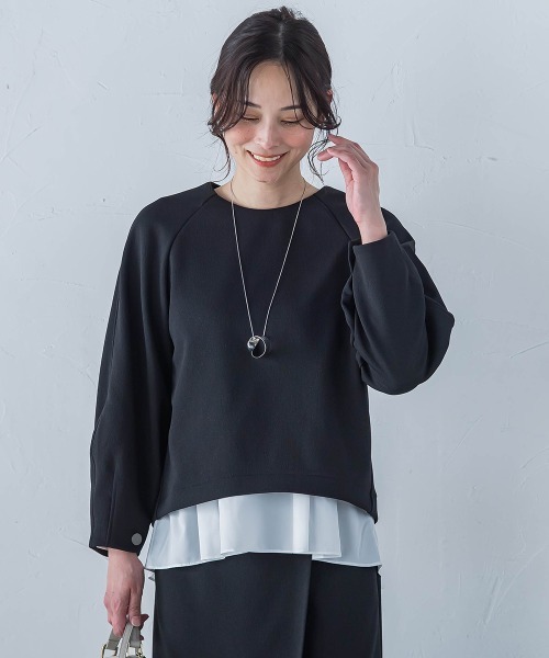 LAUTREAMONT(ロートレアモン)の「フォルムスリーブカットソー≪セットアップ対応/洗濯機で洗える≫(Tシャツ/カットソー・レディース・ブラック/オフホワイト・9号)」の15枚目の写真