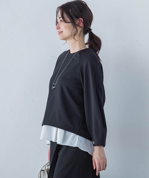 LAUTREAMONT(ロートレアモン)の「フォルムスリーブカットソー≪セットアップ対応/洗濯機で洗える≫(Tシャツ/カットソー・レディース・ブラック/オフホワイト・9号)」の14枚目の写真