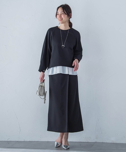 LAUTREAMONT(ロートレアモン)の「フォルムスリーブカットソー≪セットアップ対応/洗濯機で洗える≫(Tシャツ/カットソー・レディース・ブラック/オフホワイト・9号)」の13枚目の写真