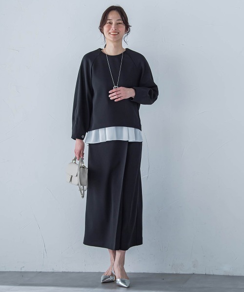 LAUTREAMONT(ロートレアモン)の「フォルムスリーブカットソー≪セットアップ対応/洗濯機で洗える≫(Tシャツ/カットソー・レディース・ブラック/オフホワイト・9号)」の12枚目の写真