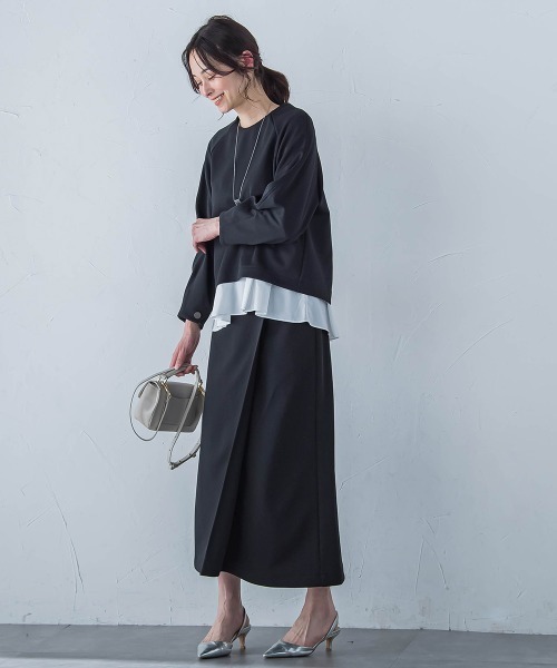 LAUTREAMONT(ロートレアモン)の「フォルムスリーブカットソー≪セットアップ対応/洗濯機で洗える≫(Tシャツ/カットソー・レディース・ブラック/オフホワイト・9号)」の11枚目の写真
