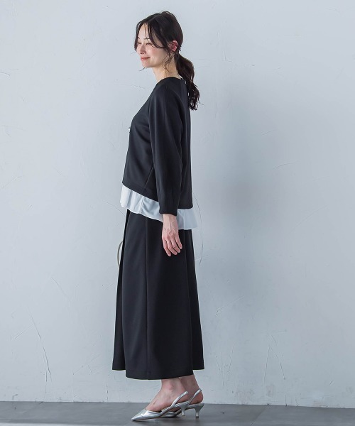 LAUTREAMONT(ロートレアモン)の「フォルムスリーブカットソー≪セットアップ対応/洗濯機で洗える≫(Tシャツ/カットソー・レディース・ブラック/オフホワイト・9号)」の10枚目の写真