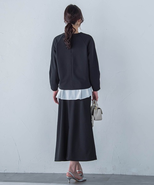 LAUTREAMONT(ロートレアモン)の「フォルムスリーブカットソー≪セットアップ対応/洗濯機で洗える≫(Tシャツ/カットソー・レディース・ブラック/オフホワイト・9号)」の9枚目の写真