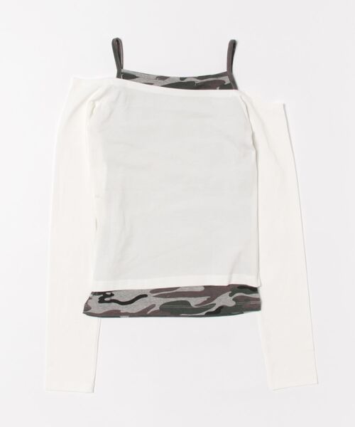 tシャツ 「GATELESS」CAMOUFLAGE LAYERED ONE SHOULDER T-SHIRT レディース セール】【GATELESS】CAMOUFLAGE LAYERED ONE SHOULDER T-SHIRT