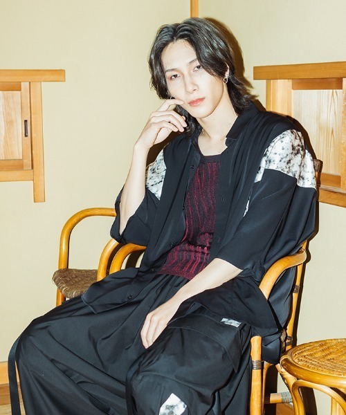 REZEN（リゼン）の「霞柄切替半袖シャツ（シャツ/ブラウス・メンズ・ライトグレー/パープル/ブラック・MEDIUM/LARGE）」の4枚目の写真