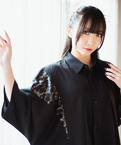 REZEN（リゼン）の「霞柄切替半袖シャツ（シャツ/ブラウス・メンズ・ライトグレー/パープル/ブラック・MEDIUM/LARGE）」の8枚目の写真