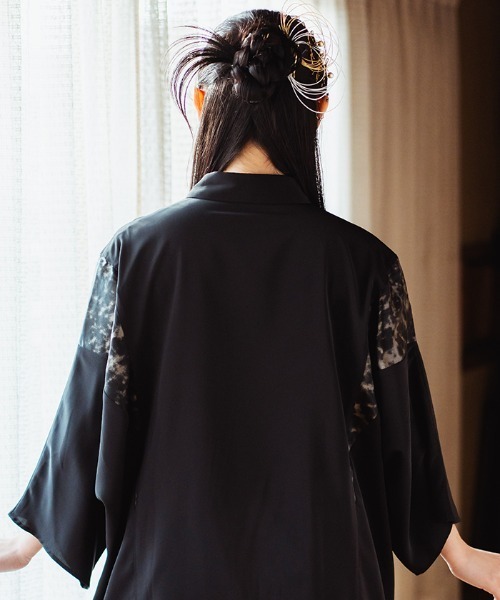 REZEN（リゼン）の「霞柄切替半袖シャツ（シャツ/ブラウス・メンズ・ライトグレー/パープル/ブラック・MEDIUM/LARGE）」の9枚目の写真