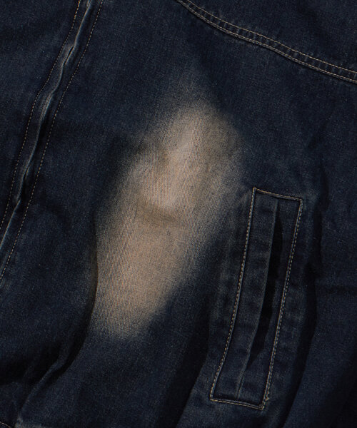 WHO'S WHO gallery（フーズフーギャラリー）の「【UNISEX/ユニセックス】ヴィンテージライクデニムフードジップブルゾン（ブルゾン・レディース・ブラック/ライトグレー/ネイビー・FREE）」の9枚目の写真