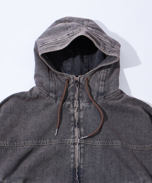 WHO'S WHO gallery（フーズフーギャラリー）の「【UNISEX/ユニセックス】ヴィンテージライクデニムフードジップブルゾン（ブルゾン・レディース・ブラック/ライトグレー/ネイビー・FREE）」の13枚目の写真