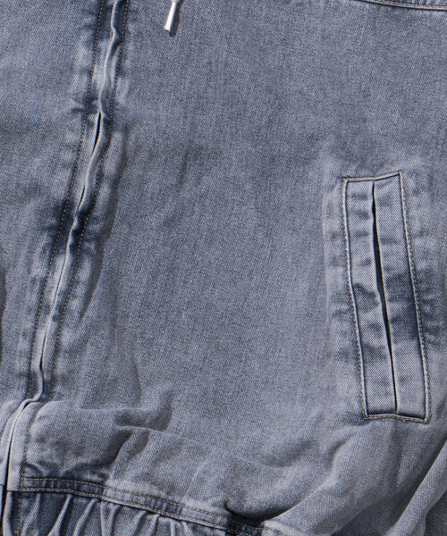 WHO'S WHO gallery（フーズフーギャラリー）の「【UNISEX/ユニセックス】ヴィンテージライクデニムフードジップブルゾン（ブルゾン・レディース・ブラック/ライトグレー/ネイビー・FREE）」の19枚目の写真