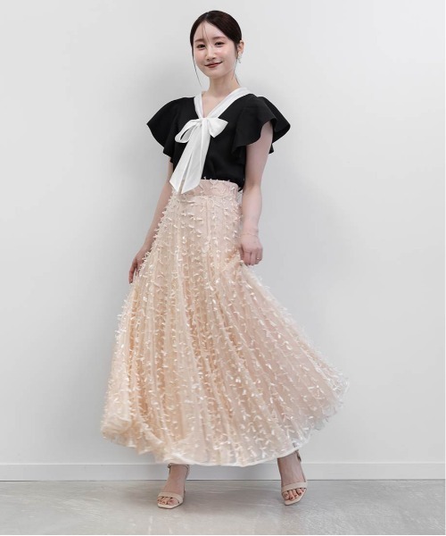 RANDA（ランダ）の「ボウタイリボンニットトップス（ニット/セーター・レディース・ホワイト/ライム/ブラック・FREE）」の7枚目の写真