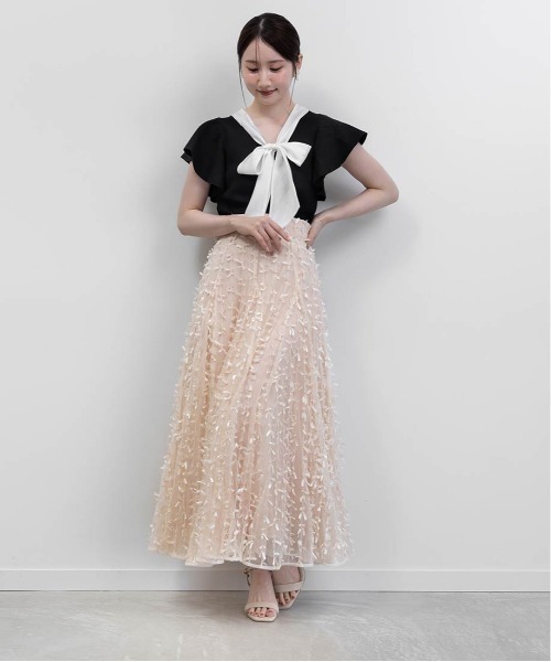 RANDA（ランダ）の「ボウタイリボンニットトップス（ニット/セーター・レディース・ホワイト/ライム/ブラック・FREE）」の8枚目の写真