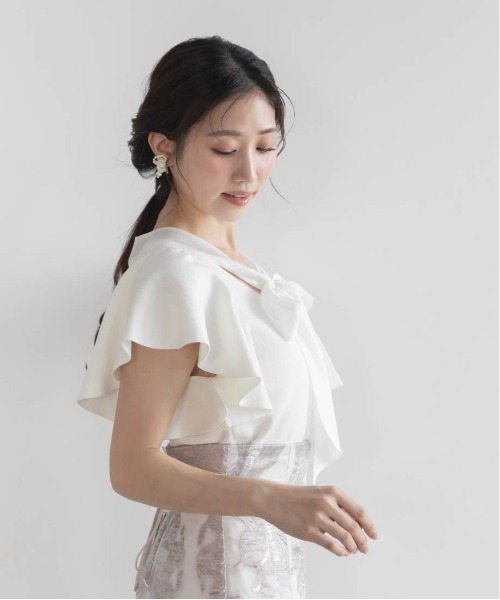 RANDA（ランダ）の「ボウタイリボンニットトップス（ニット/セーター・レディース・ホワイト/ライム/ブラック・FREE）」の10枚目の写真