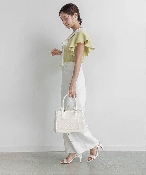 RANDA（ランダ）の「ボウタイリボンニットトップス（ニット/セーター・レディース・ホワイト/ライム/ブラック・FREE）」の18枚目の写真