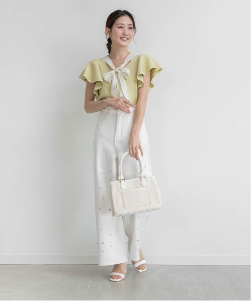 RANDA（ランダ）の「ボウタイリボンニットトップス（ニット/セーター・レディース・ホワイト/ライム/ブラック・FREE）」の19枚目の写真