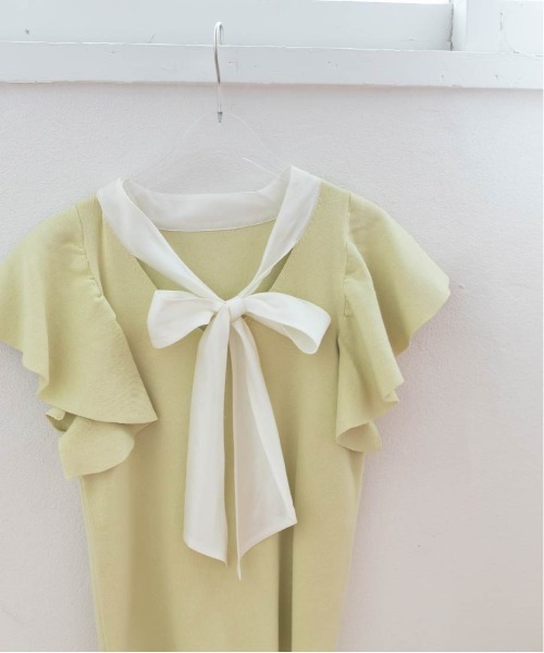 RANDA（ランダ）の「ボウタイリボンニットトップス（ニット/セーター・レディース・ホワイト/ライム/ブラック・FREE）」の20枚目の写真