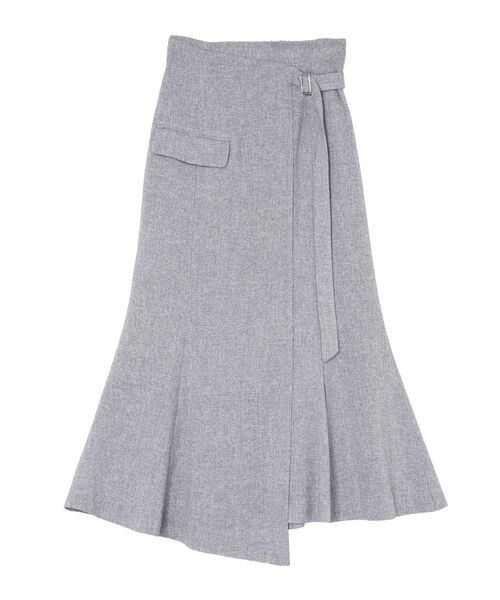 LAGUNAMOON ツイードウエストアシメナローフレアスカート LAGUNAMOON スカート ツイードウエストアシメナローフレア