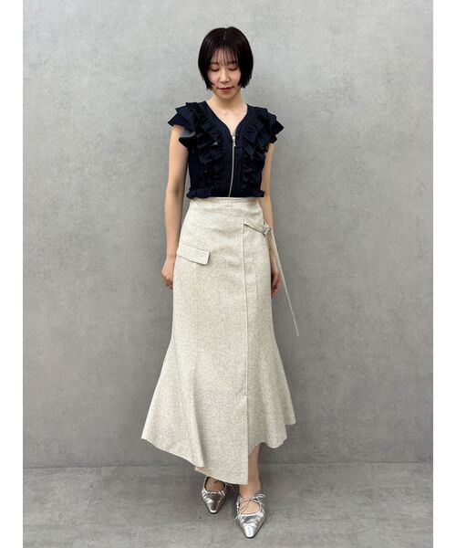 セール】ツイードウエストアシメナローフレアスカート（スカート