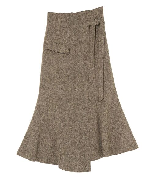 LAGUNAMOON（ラグナムーン）の「ツイードウエストアシメナローフレアスカート（スカート・レディース・ブラウン/アイボリー/ライトグリーン/イエロー/グレー・SMALL/MEDIUM）」の6枚目の写真