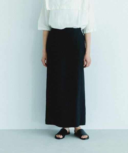 かぐれ（カグレ）の「リネンラミーラップスカート（スカート・レディース・ピンク/チャコールグレー/ブラック・FREE）」の2枚目の写真