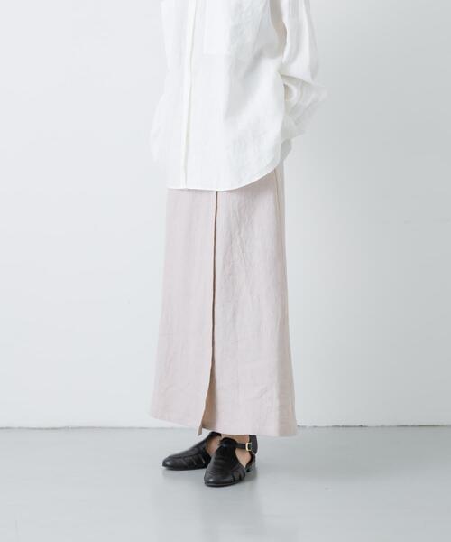かぐれ（カグレ）の「リネンラミーラップスカート（スカート・レディース・ピンク/チャコールグレー/ブラック・FREE）」の4枚目の写真