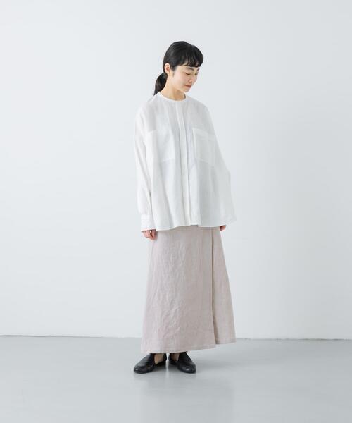 かぐれ（カグレ）の「リネンラミーラップスカート（スカート・レディース・ピンク/チャコールグレー/ブラック・FREE）」の5枚目の写真