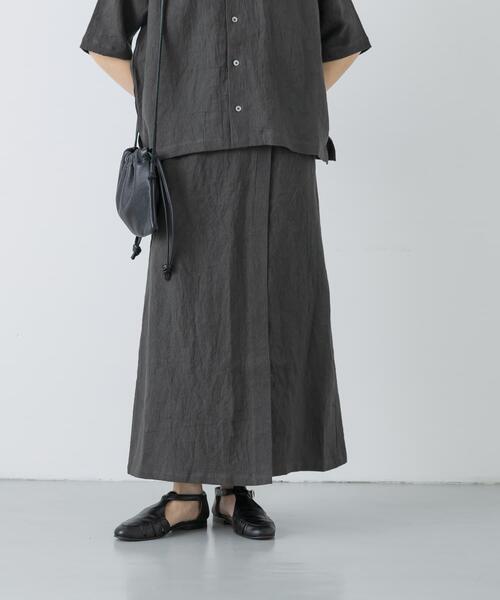 かぐれ（カグレ）の「リネンラミーラップスカート（スカート・レディース・ピンク/チャコールグレー/ブラック・FREE）」の19枚目の写真