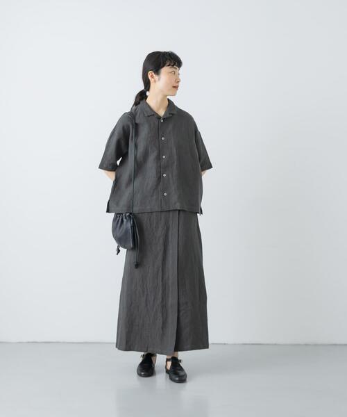 かぐれ（カグレ）の「リネンラミーラップスカート（スカート・レディース・ピンク/チャコールグレー/ブラック・FREE）」の21枚目の写真