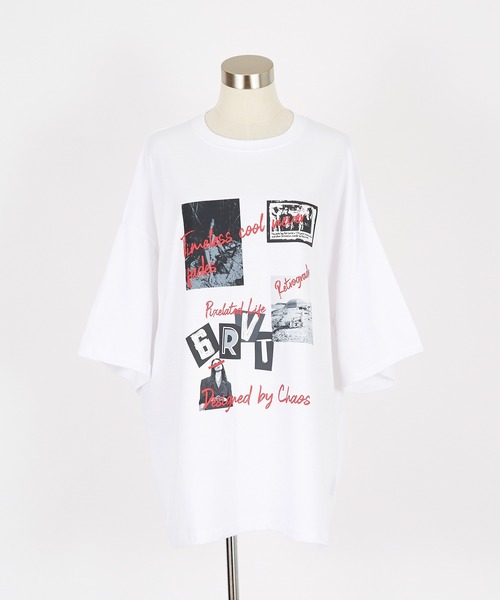 a.p.o.v.（エーピーオービー）の「a.p.o.v. レトロパンキッシュコラージュプリントオーバーサイズTシャツ（Tシャツ/カットソー・メンズ・ホワイト/ブラック・ONESIZE）」の8枚目の写真
