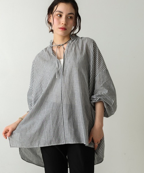 Bou Jeloud(ブージュルード)の「キャンブリックギャザーブラウス(シャツ/ブラウス・レディース・グリーン/ブラック/ブルー・38)」の2枚目の写真