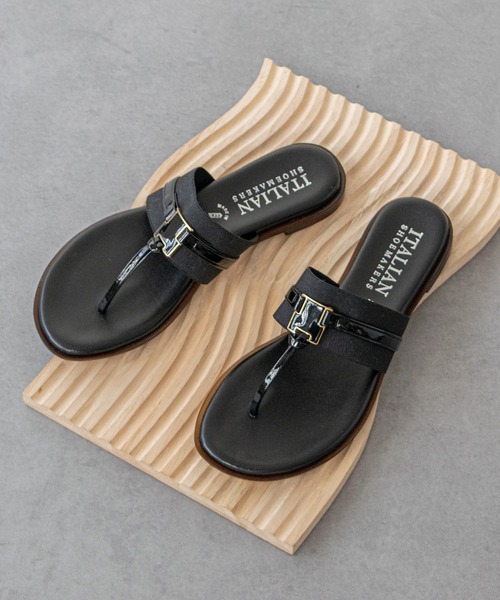 ITALIAN SHOEMAKERS(イタリアンシューメーカー)の「【ITALIAN SHOEMAKERS】スクエアメタルトングミュール(952320)(サンダル・レディース・ベージュ系その他/ブラック系その他・35/36/37/38/39)」の10枚目の写真