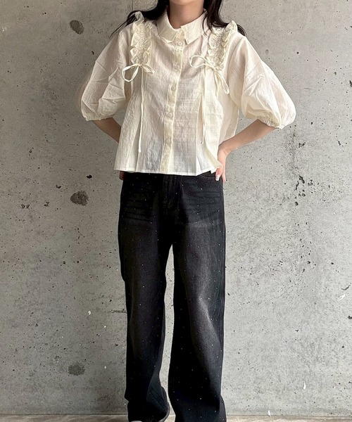 merrylatte（メリーラテ）の「ボリュームフリルブラウス（シャツ/ブラウス・レディース・アイボリー・FREE）」の2枚目の写真