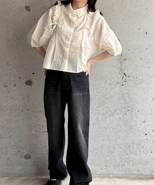 merrylatte（メリーラテ）の「ボリュームフリルブラウス（シャツ/ブラウス・レディース・アイボリー・FREE）」の3枚目の写真