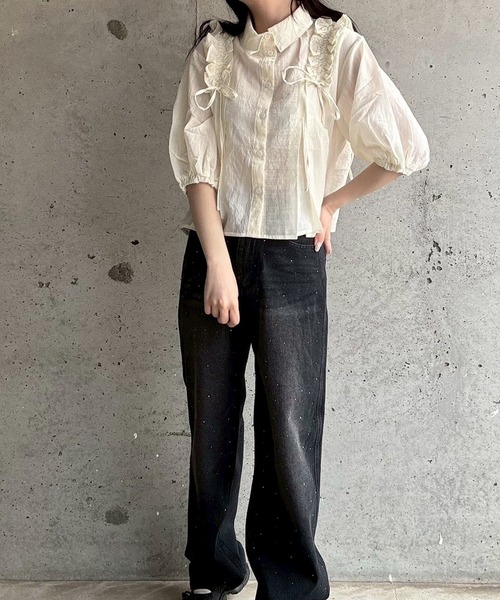 merrylatte（メリーラテ）の「ボリュームフリルブラウス（シャツ/ブラウス・レディース・アイボリー・FREE）」の4枚目の写真