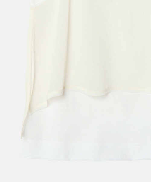LE CIEL BLEU(ルシェルブルー)の「シフォン x コットンタンクトップ / Chiffon x Cotton Tank Top(Tシャツ/カットソー・レディース・オフホワイト/ブラック/ライトグリーン・36)」の10枚目の写真