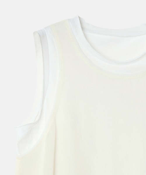LE CIEL BLEU(ルシェルブルー)の「シフォン x コットンタンクトップ / Chiffon x Cotton Tank Top(Tシャツ/カットソー・レディース・オフホワイト/ブラック/ライトグリーン・36)」の9枚目の写真